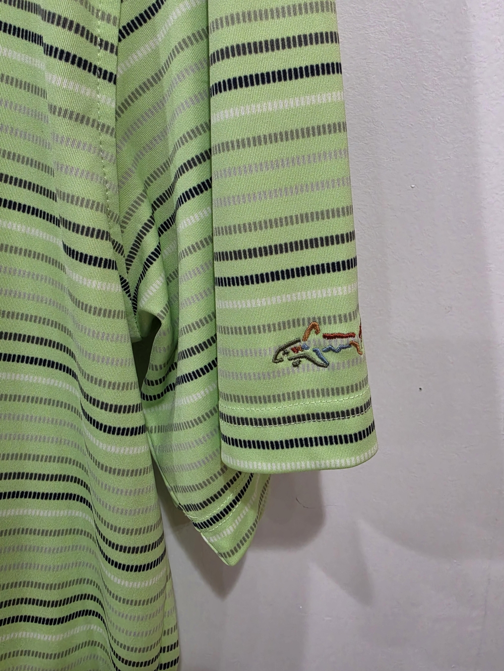 Greg Norman Men's Lime Green Striped Polo Shirt Size 2XL - Picture 4 of 5